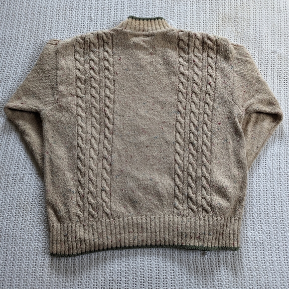 VTG Lizwear Women's SMALL Pullover Grandma Sweater Tan Geometric Ramie CottonT - Picture 2 of 8